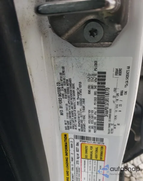 2018 Ford Fusion Se Hybrid from USA, damaged, VIN 3FA6P0LU7JR118770